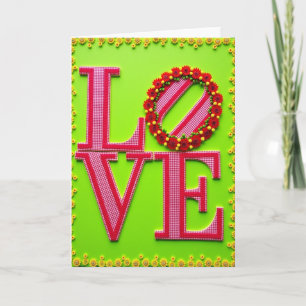 Cartão de Design Ousado com Coroa Floral de Amor