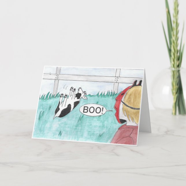 Cartão de desmaio do Dia das Bruxas da cabra (Frente)