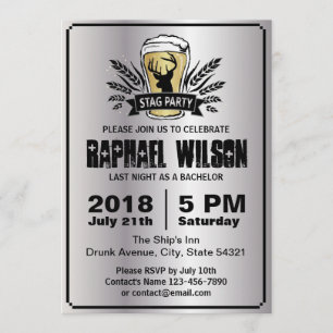 Cartão de Despedida de Solteiro Cool Prata Cerveja