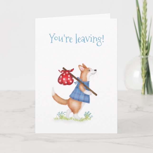 Cartão de despedida do adorável corgi (Frente)
