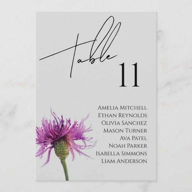 Cartão de Destino para Casamento de Flores Selvage (Frente)