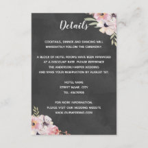 Cartão de Detalhe de Casamento Boho Floral Chalkbo
