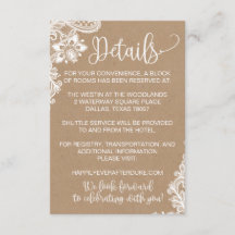 Cartão de Detalhe de Casamento Russo Kraft Lace an
