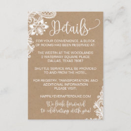 Cartão de Detalhe de Casamento Russo Kraft Lace an
