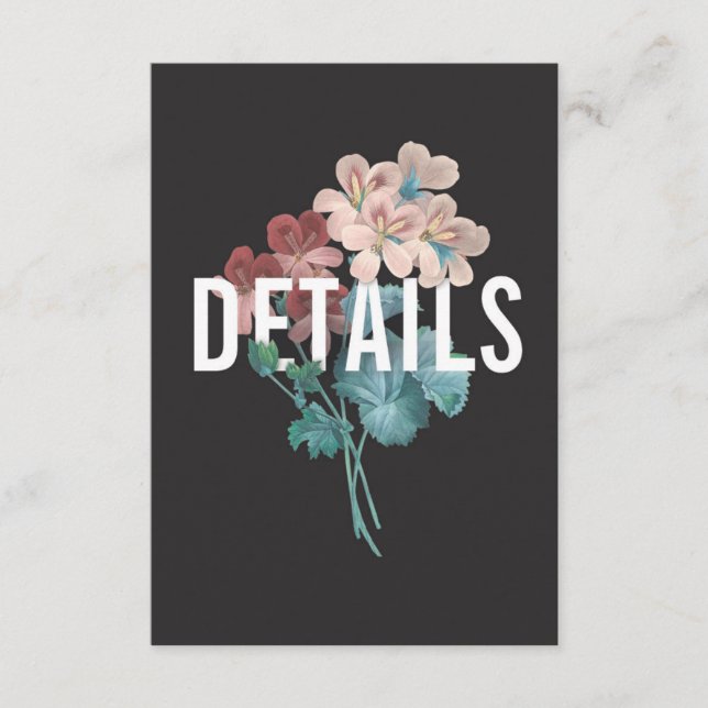 Cartão de detalhes botânico do casamento do abraço (Frente)