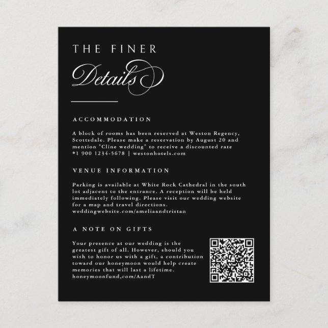 Cartão de Detalhes com Caligrafia Elegante (Frente)
