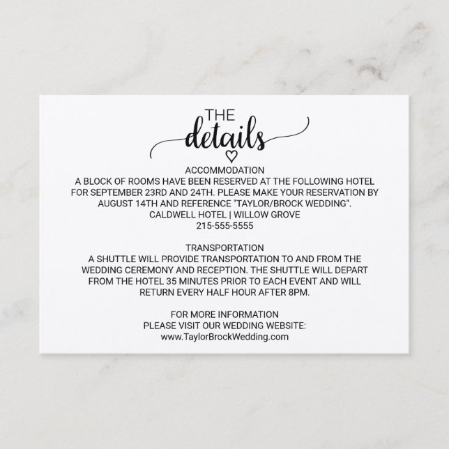 Cartão de Detalhes da Caligrafia Kraft Simples (Frente)