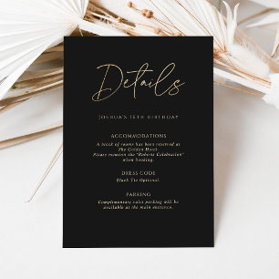 Cartão de Detalhes da Festa de Aniversário de 16 A