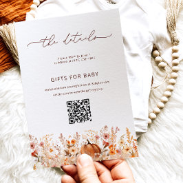 Cartão de Detalhes da Festa de Bebê Floral de Outo