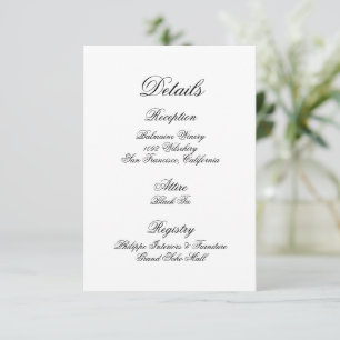 Cartão de Detalhes de Casamento