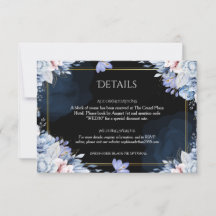Cartão de Detalhes de Casamento Azul Empoeirado e