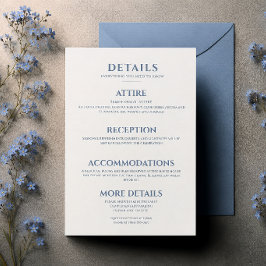 Cartão de Detalhes de Casamento Azul Empoeirado Mo