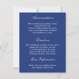 Cartão de Detalhes de Casamento Azul Escuro Elegan