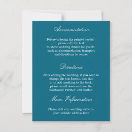 Cartão de Detalhes de Casamento Azul Turquesa Prof