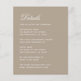 Cartão de Detalhes de Casamento Bege Simples Orçam
