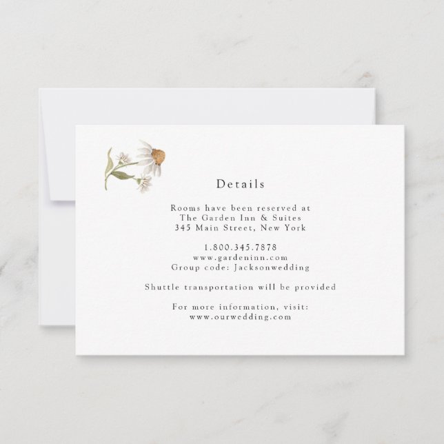 Cartão de Detalhes de Casamento Boho Flor Silvestr (Frente)