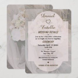 Cartão de Detalhes de Casamento Boho Neutro Editáv