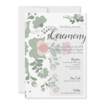 Cartão de Detalhes de Casamento Botânico em Verde