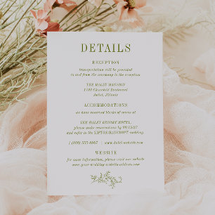 Cartão de Detalhes de Casamento Botânico ROWAN