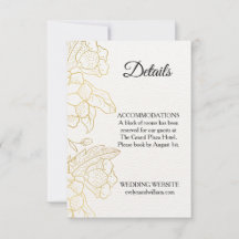 Cartão de Detalhes de Casamento Branco Floral Dour