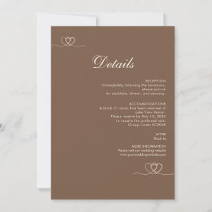 Cartão de Detalhes de Casamento Brown Modern Chic