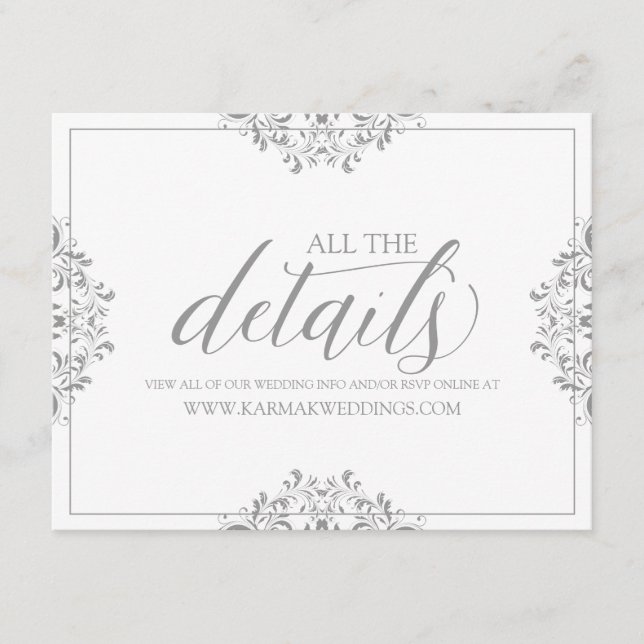 Cartão de Detalhes de Casamento / Cartão de Inform (Frente)