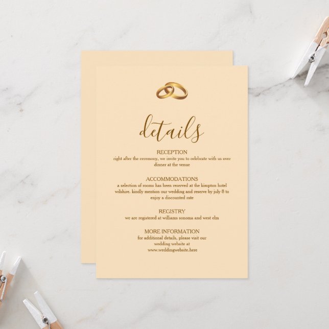Cartão de Detalhes de Casamento Clássico (Frente/Verso In Situ)