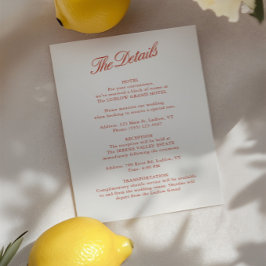 Cartão de Detalhes de Casamento Clássico e de Marf