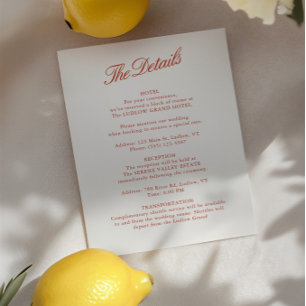Cartão de Detalhes de Casamento Clássico e de Marf