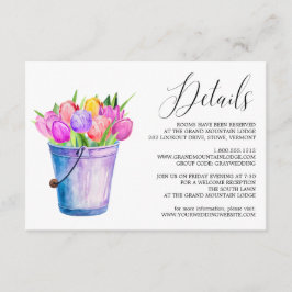 Cartão de Detalhes de Casamento com Balde de Tulip