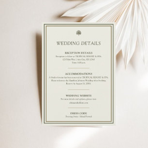 Cartão de Detalhes de Casamento com Borda Verde Ma