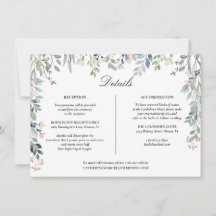 Cartão de Detalhes de Casamento com Cascata Floral