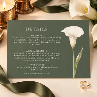 Cartão de Detalhes de Casamento com Copo-de-Leite