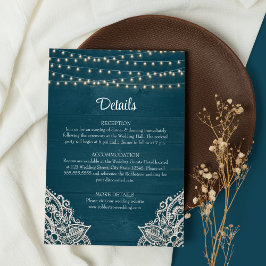 Cartão de Detalhes de Casamento com Elegância Rúst