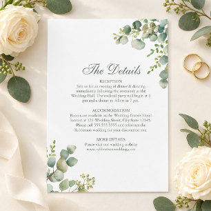 Cartão de Detalhes de Casamento com Eucalipto Mode