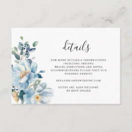 Cartão de Detalhes de Casamento com Florais em Aqu