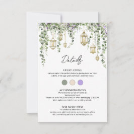 Cartão de Detalhes de Casamento com Floral de Euca