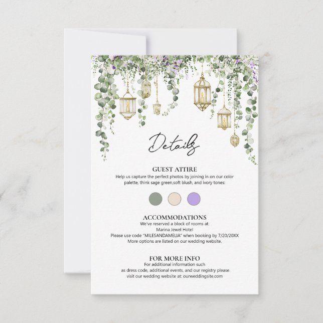 Cartão de Detalhes de Casamento com Floral de Euca (Frente)