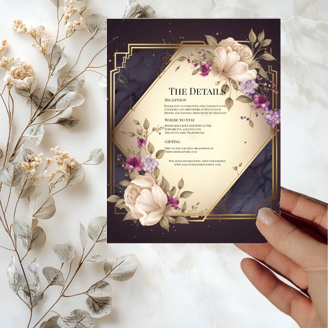 Cartão de Detalhes de Casamento com Flores Brancas (Criador carregado)
