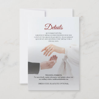 Cartão de Detalhes de Casamento com Foto em Branco