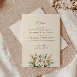 Cartão de Detalhes de Casamento com Grama das Pamp