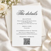 Cartão de Detalhes de Casamento com Letra Inglesa