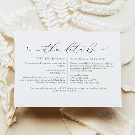 Cartão de Detalhes de Casamento com Letra Minimali
