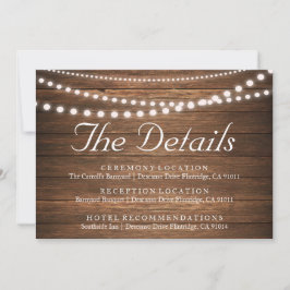 Cartão de Detalhes de Casamento com Luzes de Corda