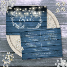 Cartão de Detalhes de Casamento com Luzes de Corda