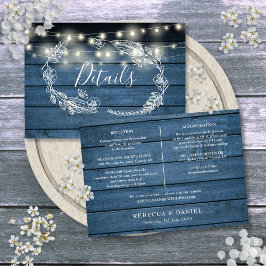Cartão de Detalhes de Casamento com Luzes de Corda