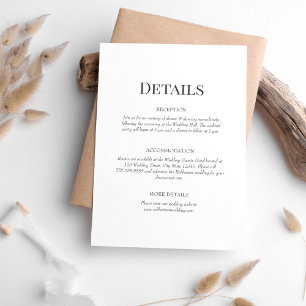 Cartão de Detalhes de Casamento com Monograma Mini
