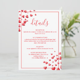 Cartão de Detalhes de Casamento Corações Rosa Suav