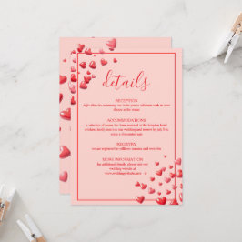 Cartão de Detalhes de Casamento Corações Vermelhos
