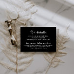 Cartão de Detalhes de Casamento da Tipografia Mode<br><div class="desc">Este é um cartão ousado e moderno de detalhes do casamento, com uma fonte em negrito e um esquema preto branco. Todas as cores são editáveis. // Para designs correspondentes, procure "MILA" na certeira loja Nicole Zazzle. * Se você gosta deste design, mas não o vê disponível para algo que...</div>